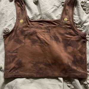 Purusha People Brown Tie-Dye Crop Top